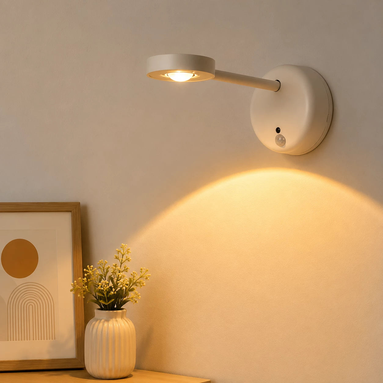 HomeVault Rechargeable LED Wall Light with Remote | Motion Sensor | 360° Rotatable | Magnetic Night Lamp
