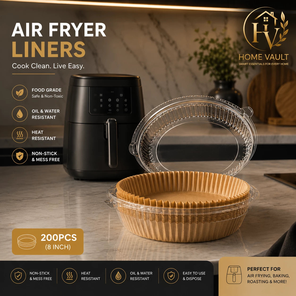 Home Vault Premium Air Fryer 50 Pcs Paper Liners