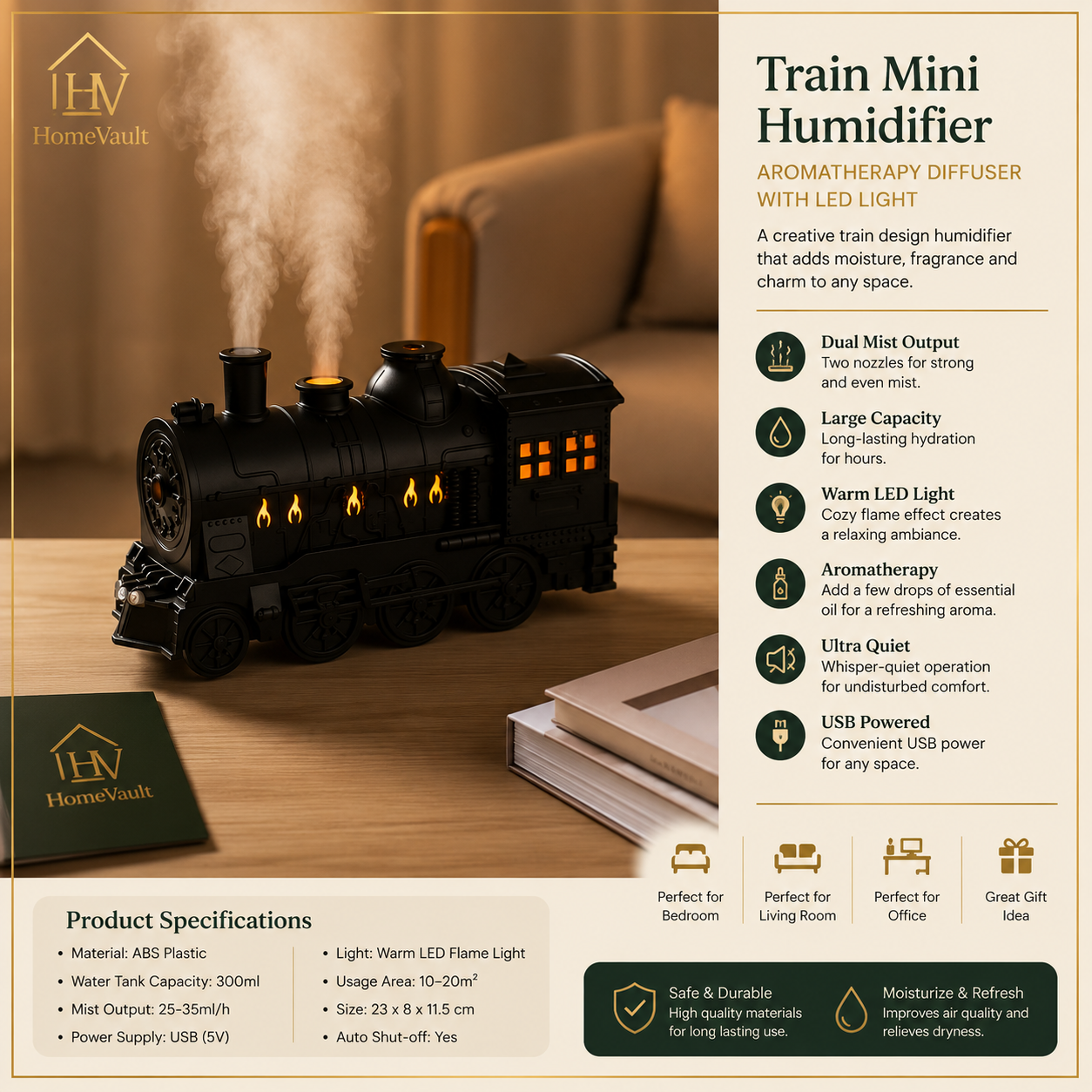 Train Air Humidifier With Light HomeVault