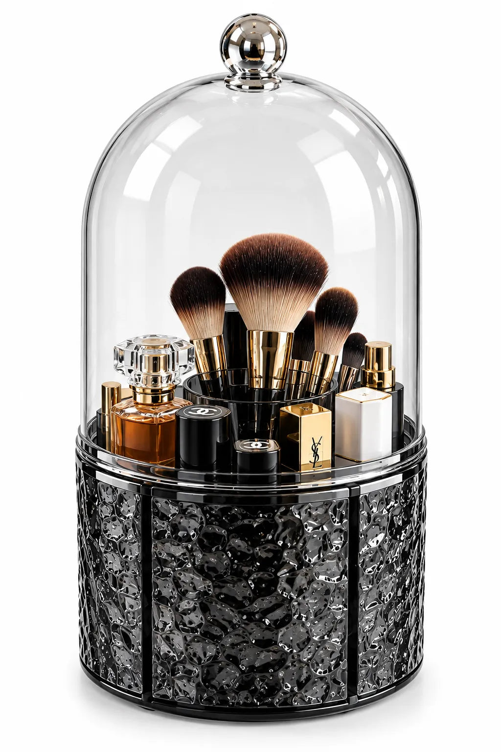 Luxury Glass Dome Makeup & Beauty Organizer – Dust-Proof Storage