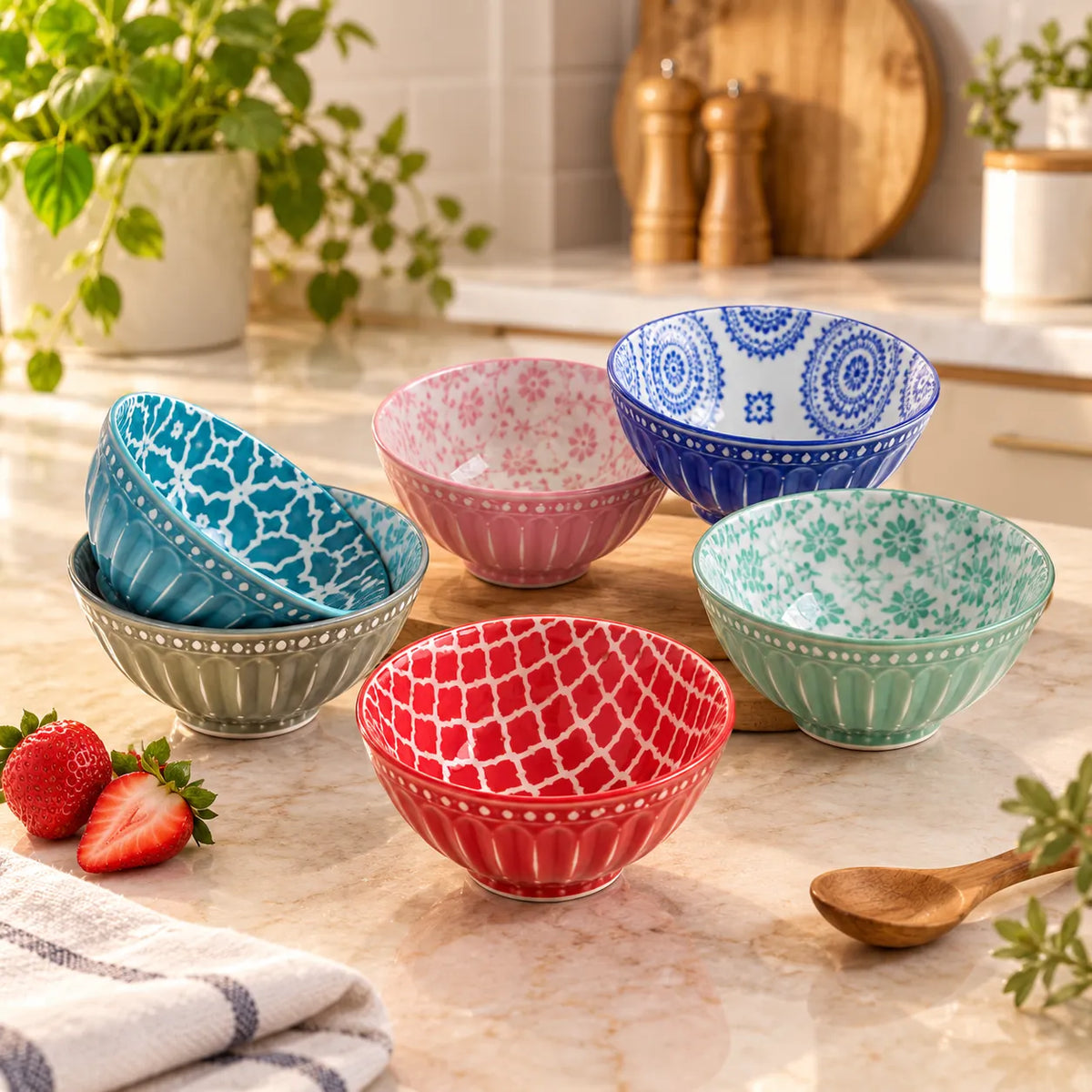 6-Piece Colorful Porcelain Bowl Set β Mix & Match | HomeVault