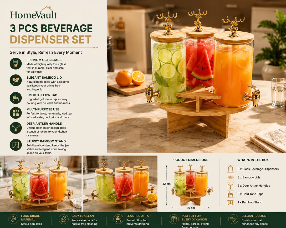 3-Piece Elegant Beverage Dispenser Set