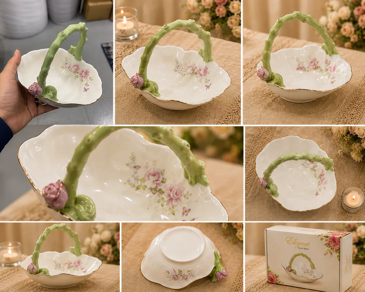 Elegant Floral Ceramic Serving Tray