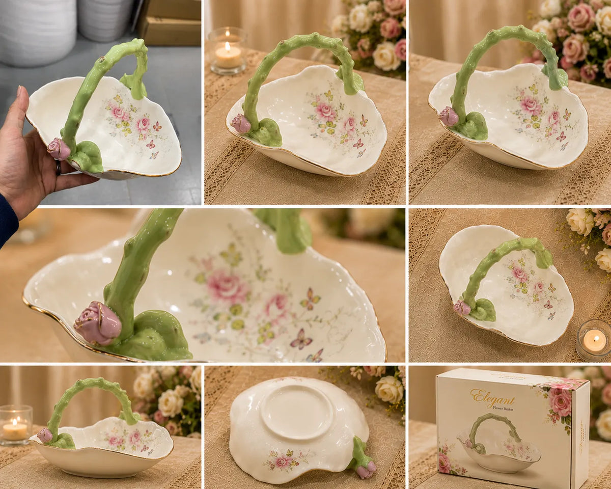 Elegant Floral Ceramic Serving Tray
