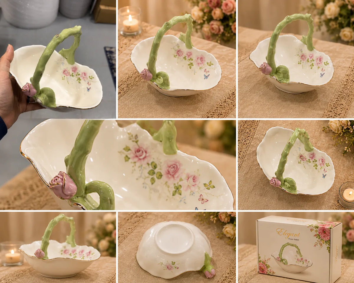Elegant Floral Ceramic Serving Tray