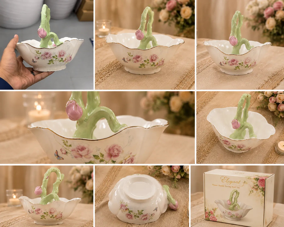 Elegant Floral Ceramic Serving Tray