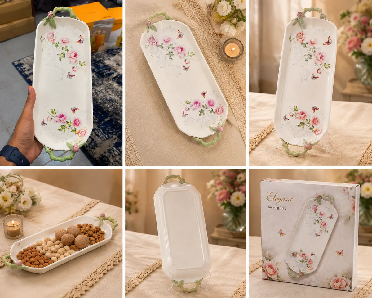 Elegant Floral Serving Tray Big