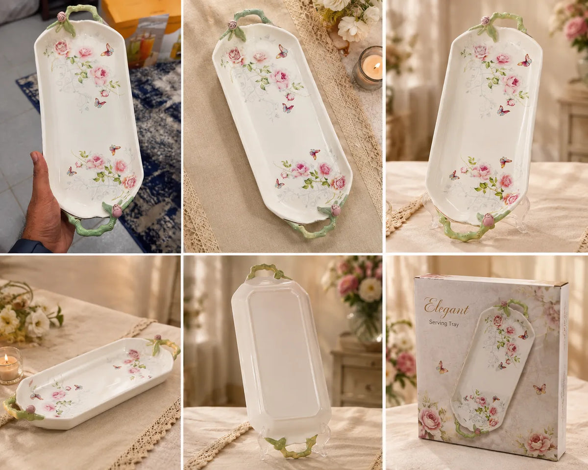 Elegant Floral Serving Tray Big