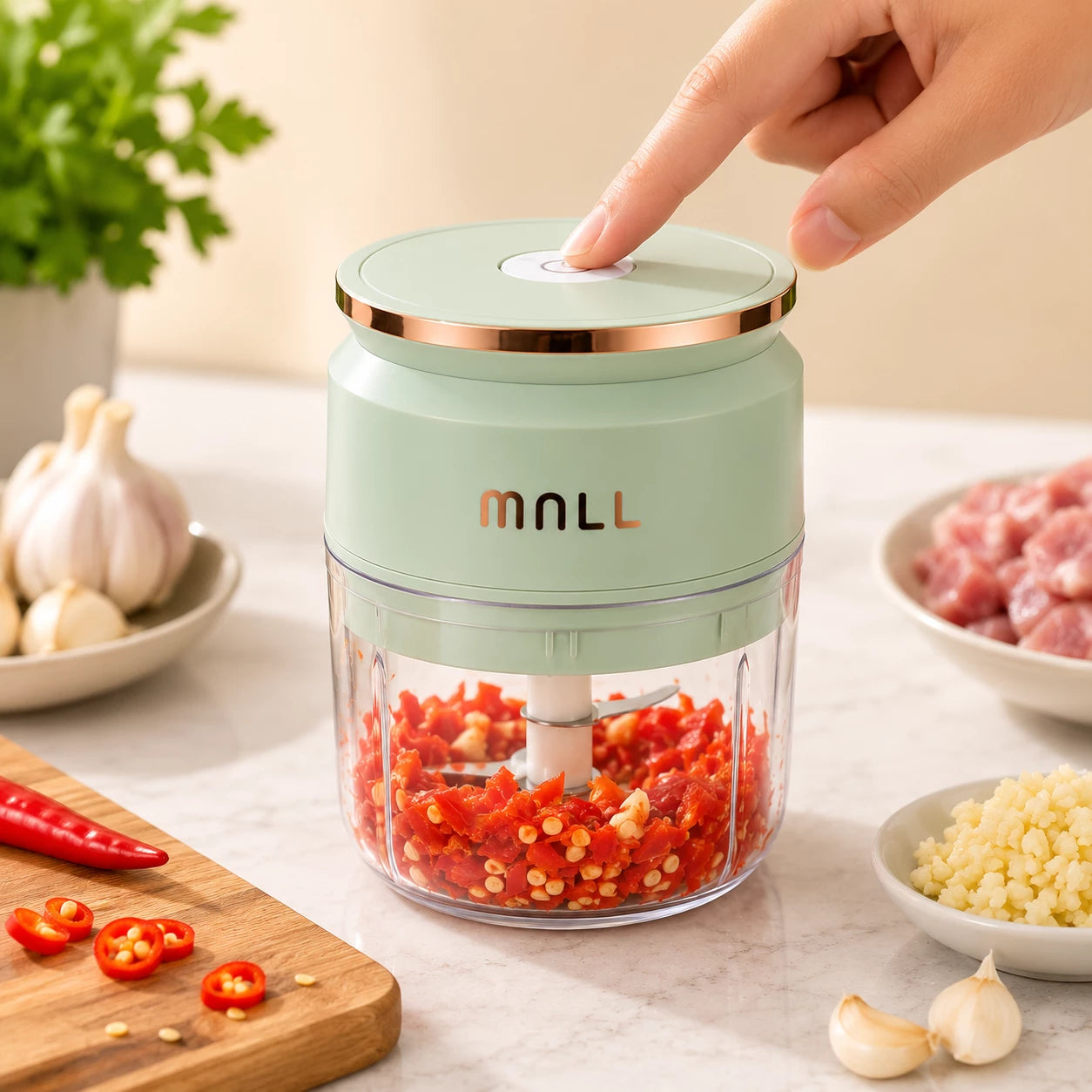 HomeVault Portable Mini Food Chopper-USB Rechargeable Garlic & Vegetable Chopper