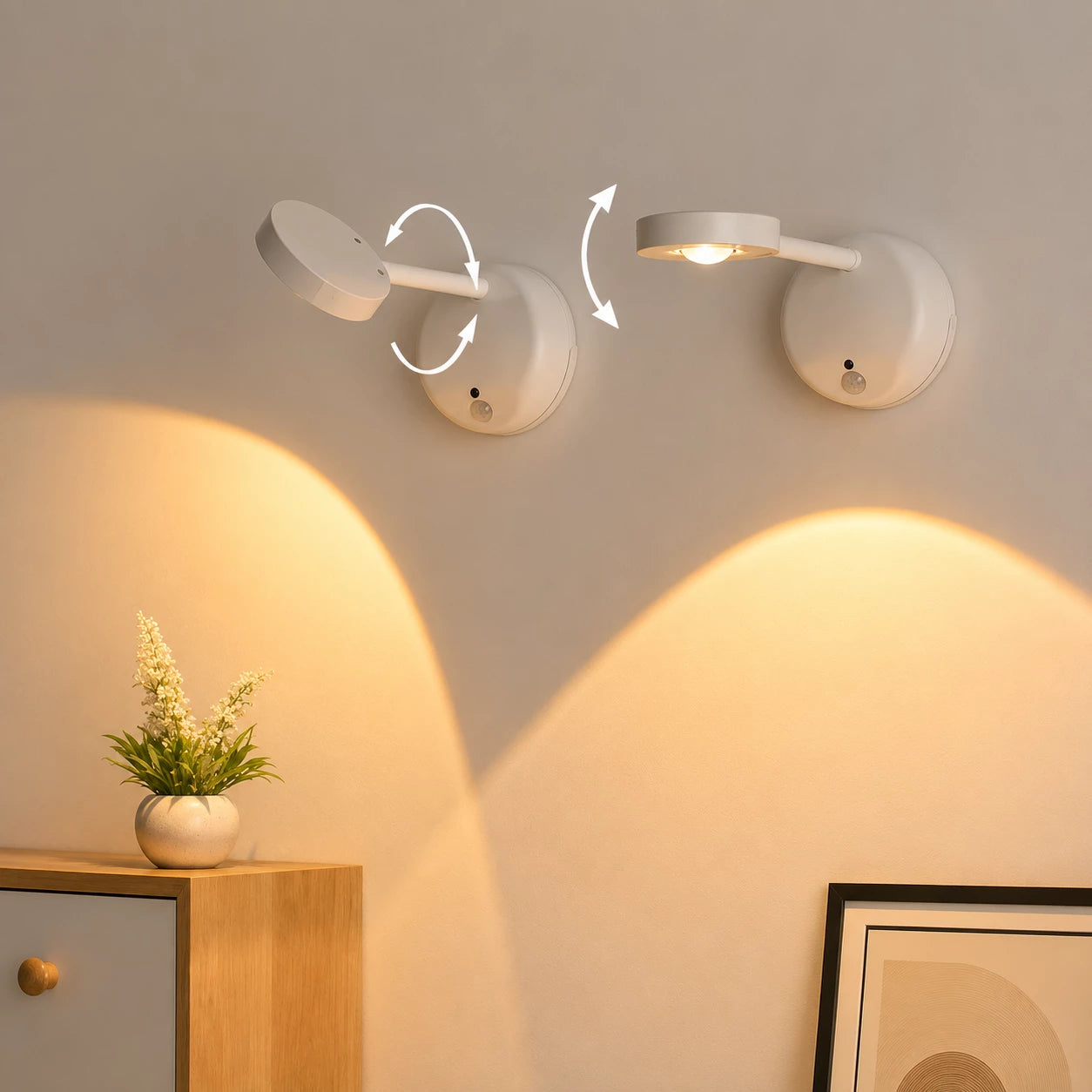 HomeVault Rechargeable LED Wall Light with Remote | Motion Sensor | 360° Rotatable | Magnetic Night Lamp