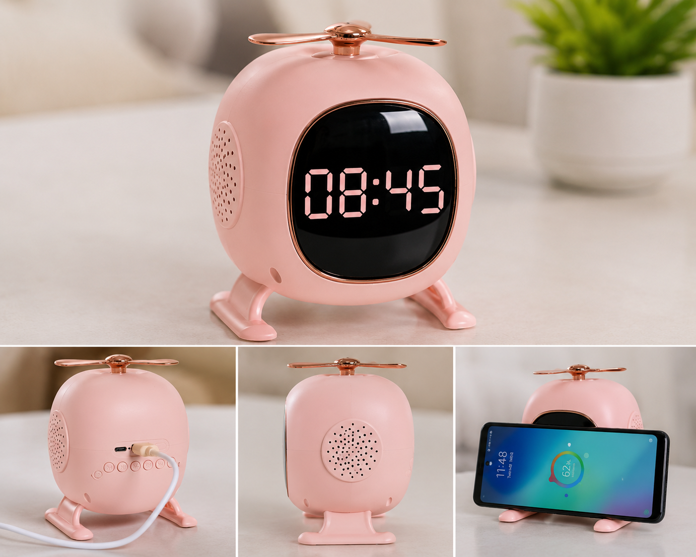 Smart Bluetooth Alarm Clock Speaker with Phone Stand | LED Digital Display