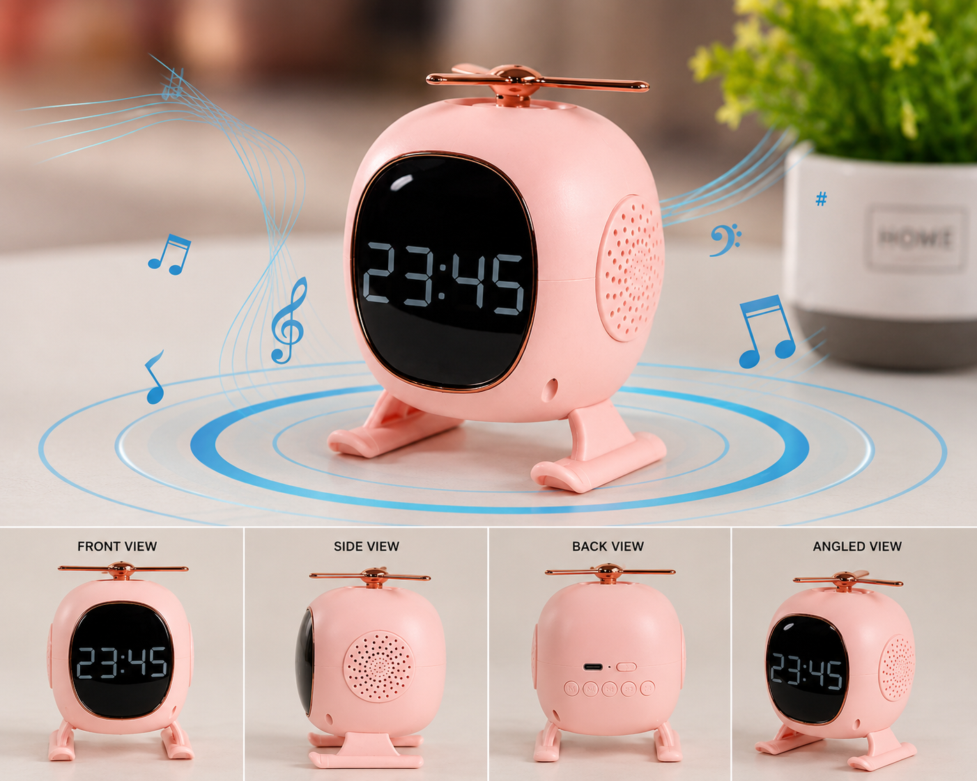 Smart Bluetooth Alarm Clock Speaker with Phone Stand | LED Digital Display