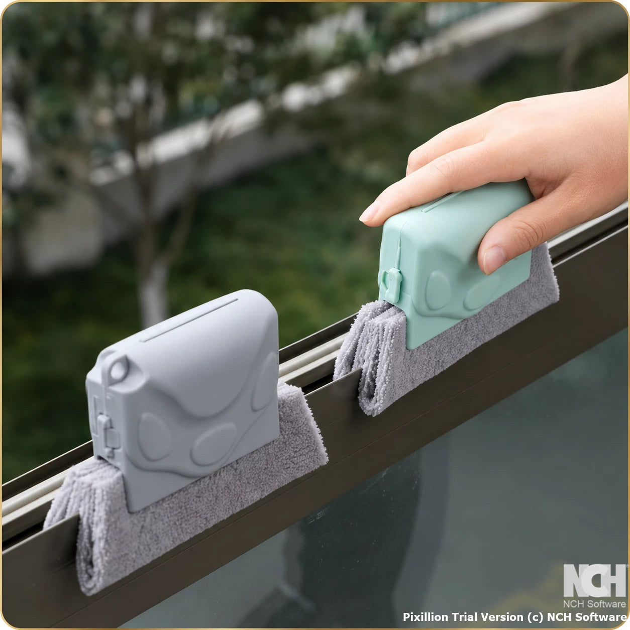 HomeVault 2-in-1 Window Track Cleaning Brush | Reusable Groove Cleaner | Multi-Purpose Door, Window & Kitchen Gap Cleaning Tool