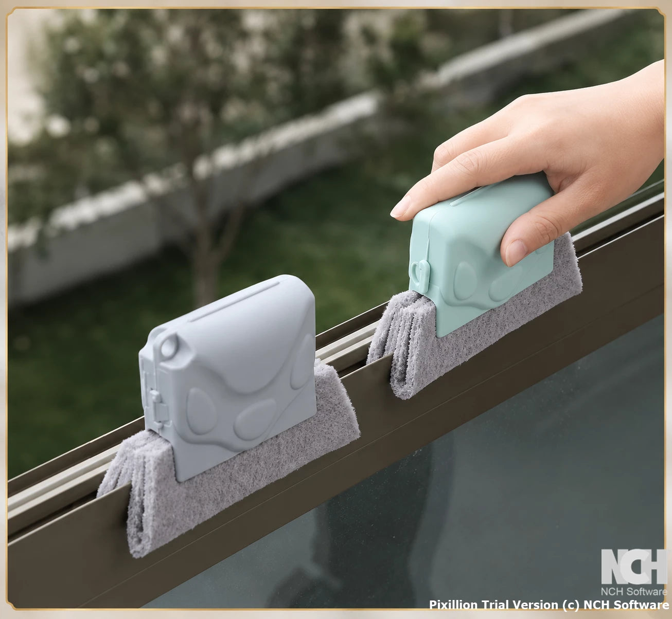 HomeVault 2-in-1 Window Track Cleaning Brush | Reusable Groove Cleaner | Multi-Purpose Door, Window & Kitchen Gap Cleaning Tool
