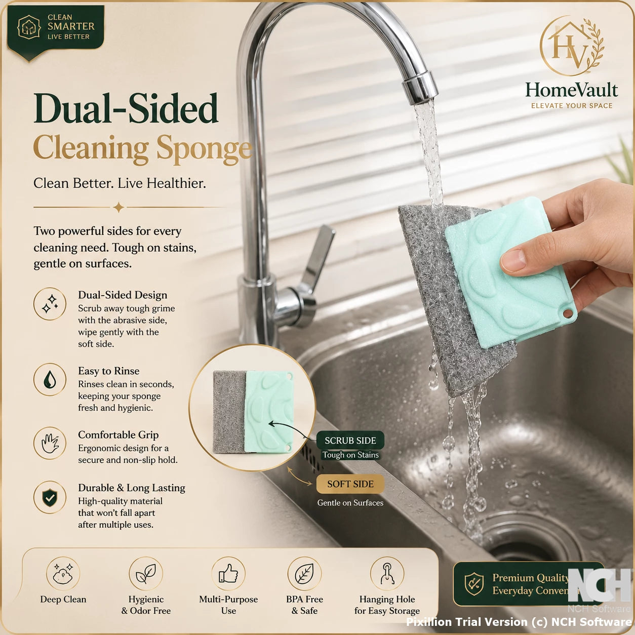 HomeVault 2-in-1 Window Track Cleaning Brush | Reusable Groove Cleaner | Multi-Purpose Door, Window & Kitchen Gap Cleaning Tool
