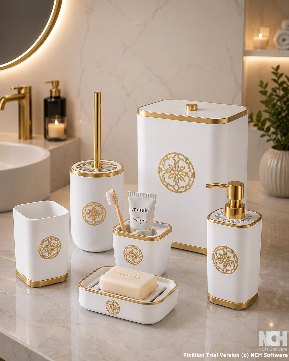 Luxury 6-Piece Bathroom Accessories Set | Modern Bathroom Organizer Set