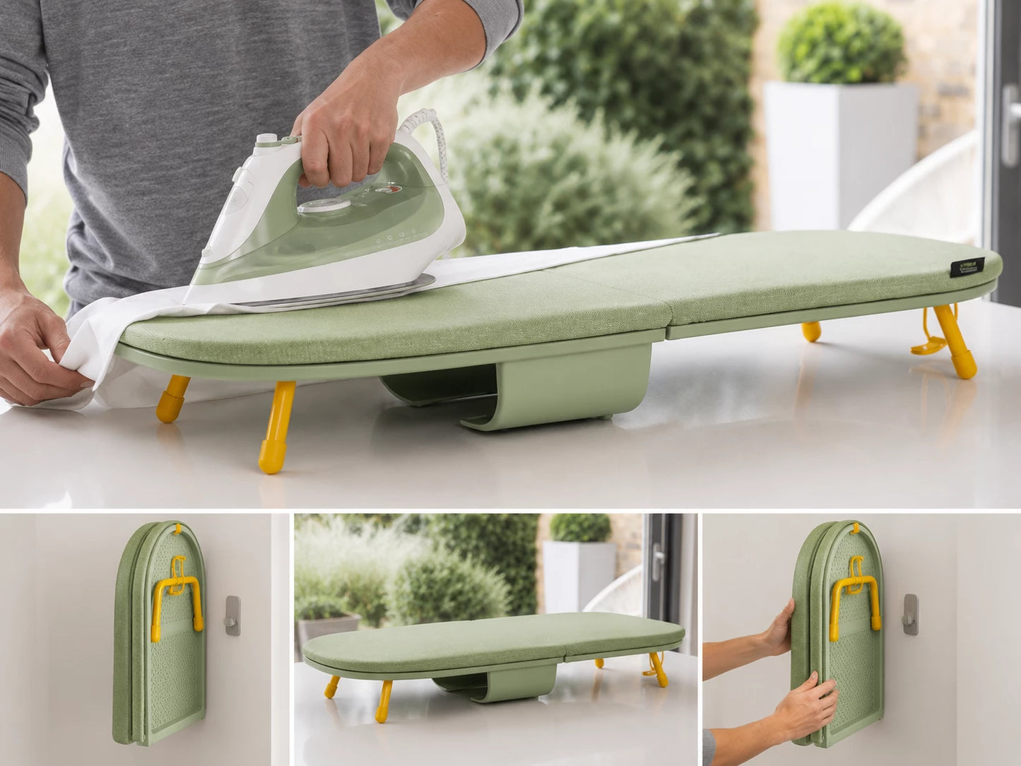Wall-Mounted Foldable Ironing Board with Iron Holder | Space-Saving Iron Storage Station
