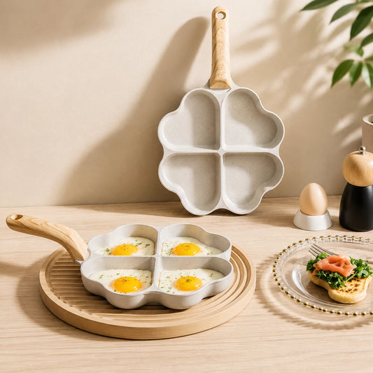 HomeVault  4-Compartment Non-Stick Breakfast Frying Pan | Multi-Section Egg & Pancake Pan