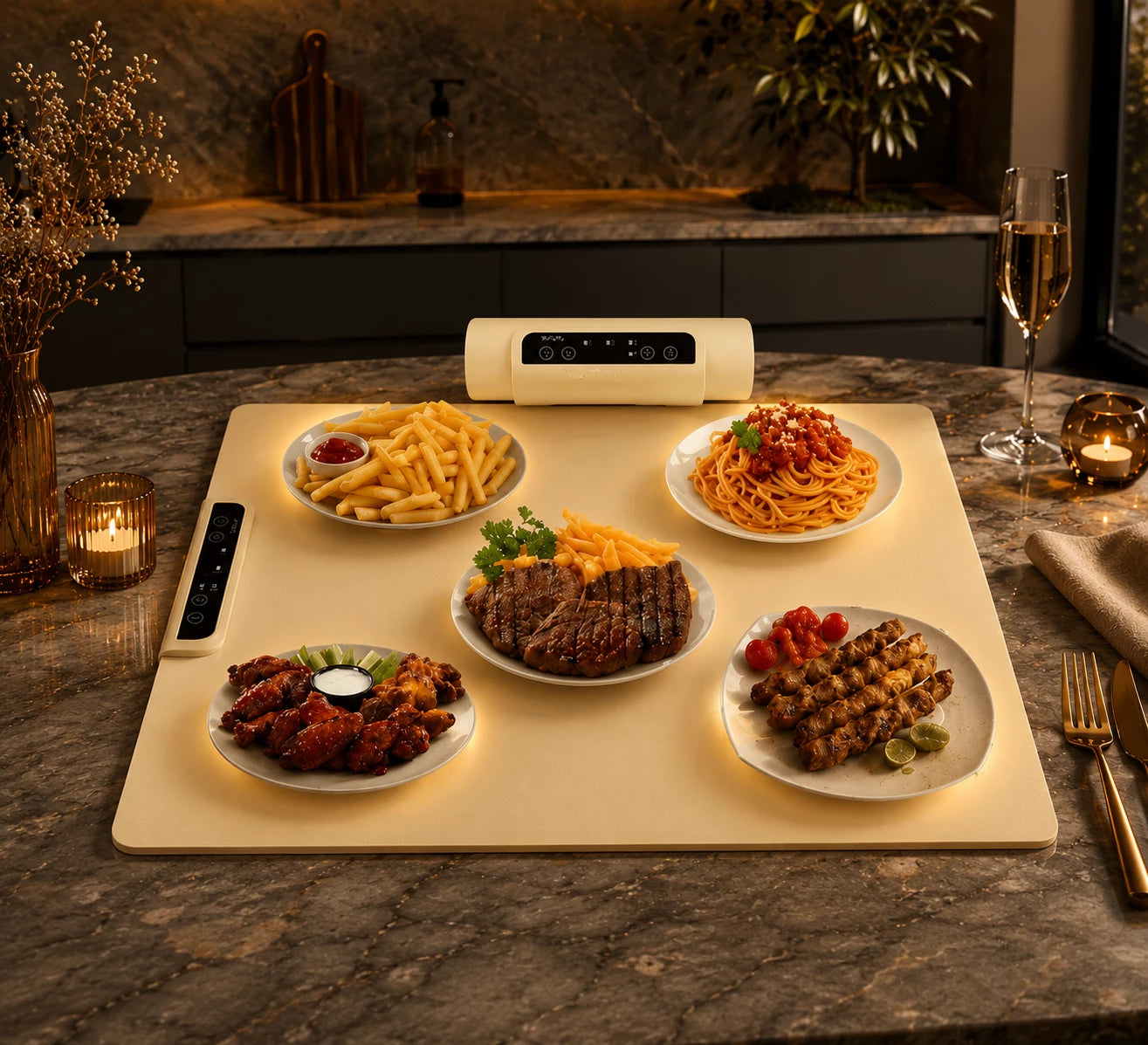 HomeVault Electric Food Warming Mat | Foldable Smart Heating Tray with Adjustable Temperature & Timer