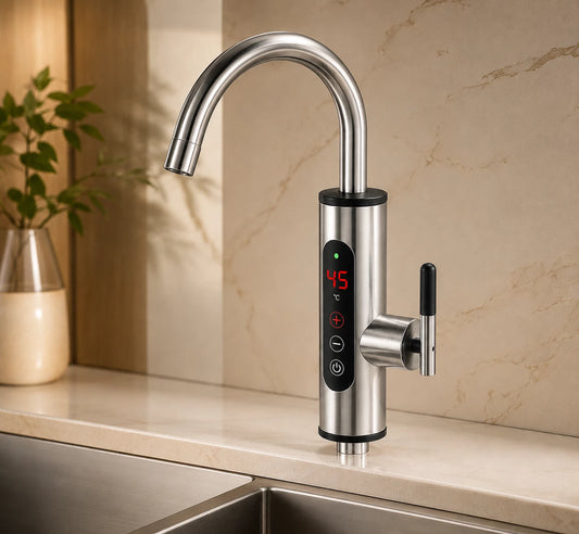 HomeVault Instant Electric Hot Water Faucet | Digital Temperature Display | 360° Rotating Kitchen Tap