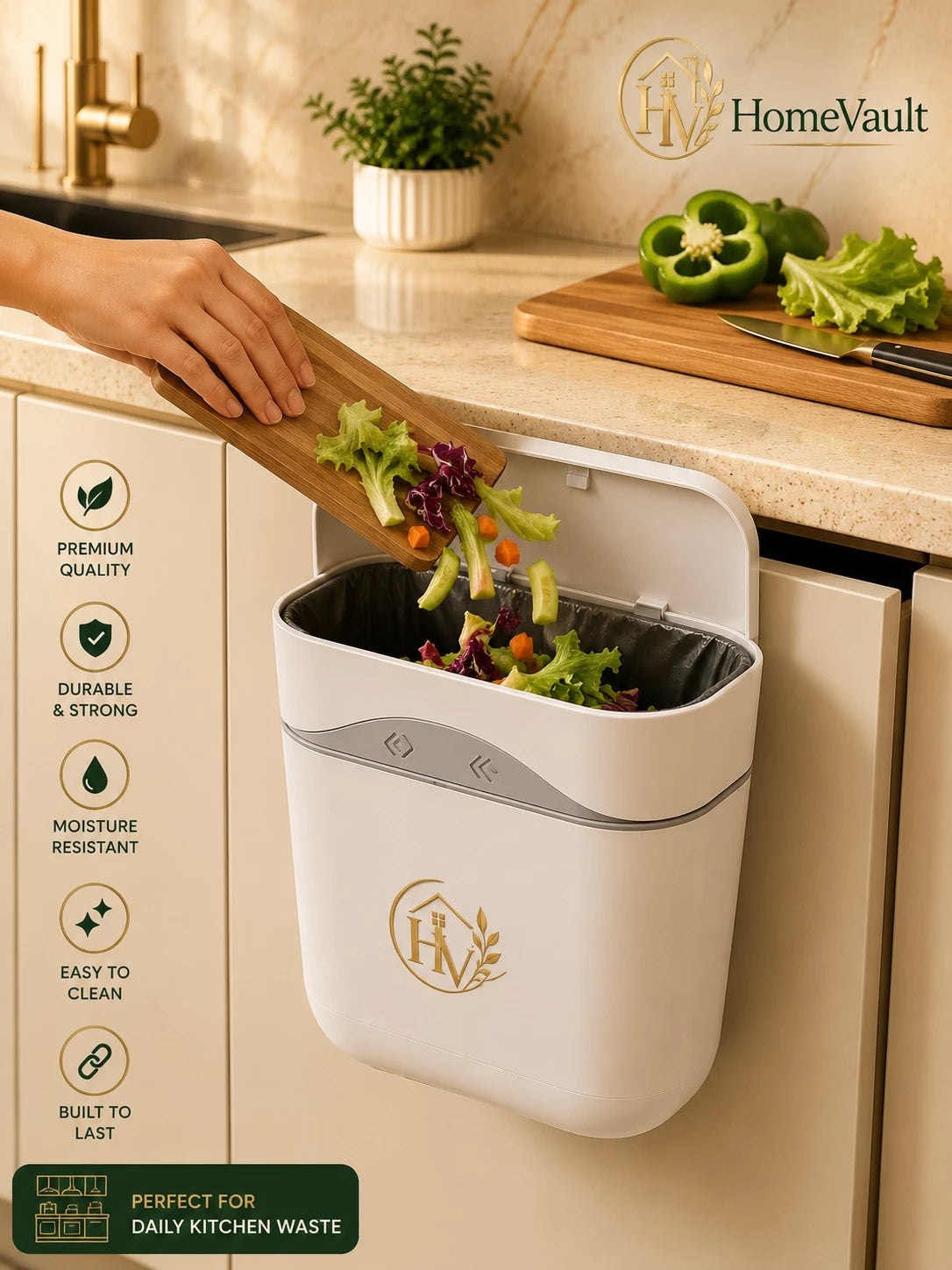 Portable Hanging Kitchen Dustbin | Cabinet Door Trash Bin