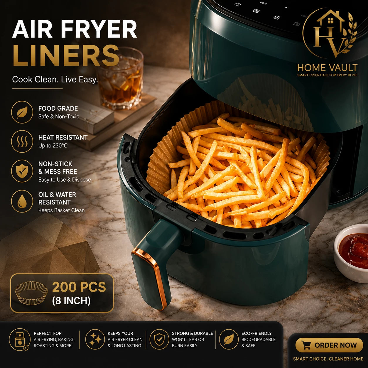 Home Vault Premium Air Fryer 50 Pcs Paper Liners