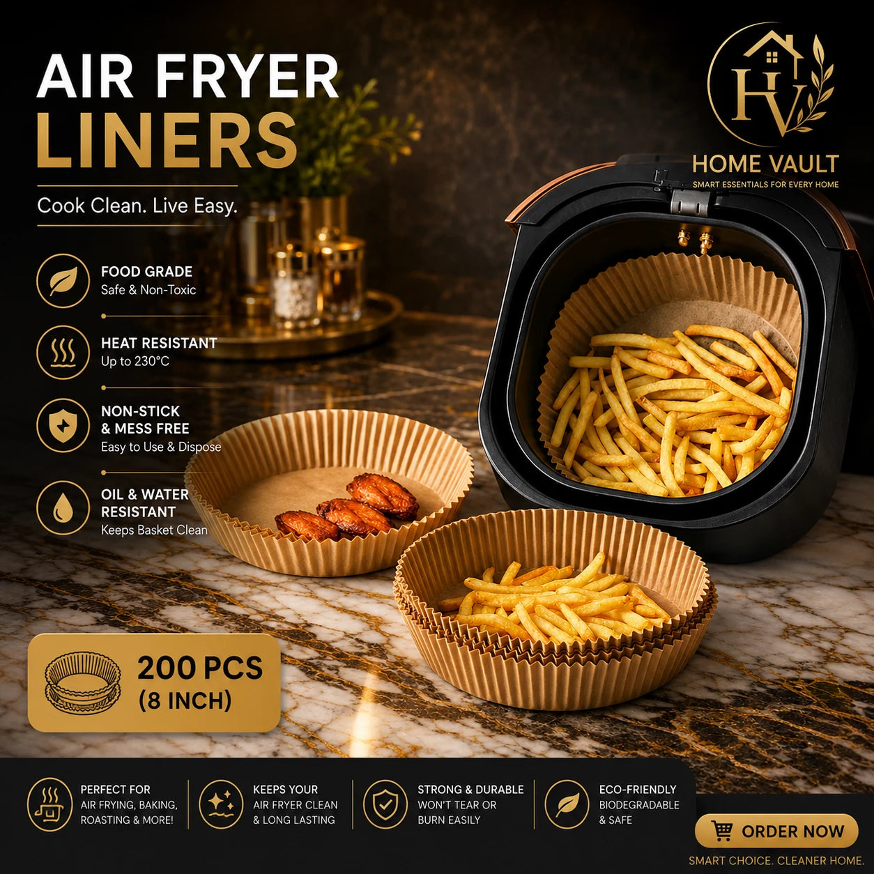 Home Vault Premium Air Fryer 50 Pcs Paper Liners