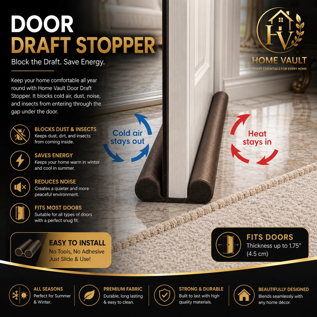 Home Vault Door Draft Stopper