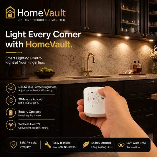 HomeVault Wireless LED Puck Lights with Remote Control