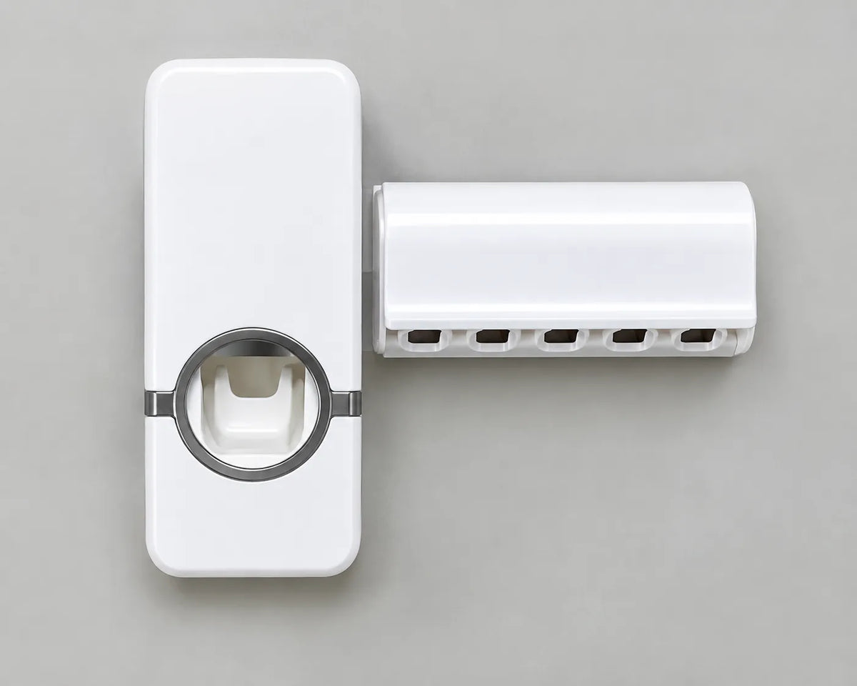Wall-Mounted Automatic Toothpaste Dispenser & Toothbrush Holder