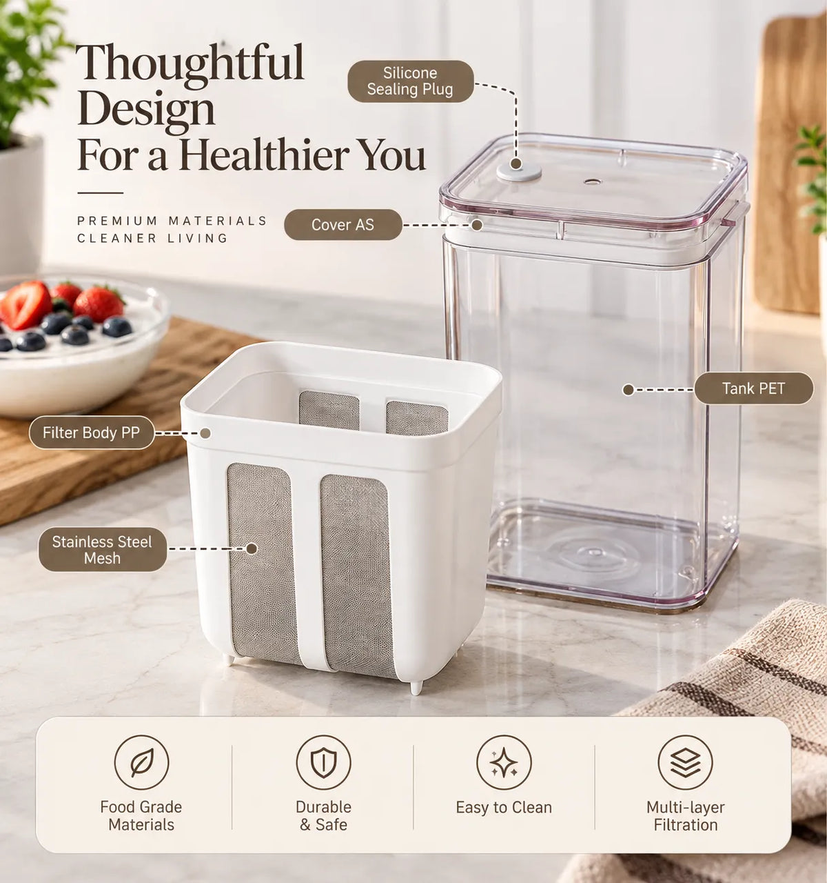 Yogurt & Greek Yogurt Strainer – 2-in-1 Filtration Container