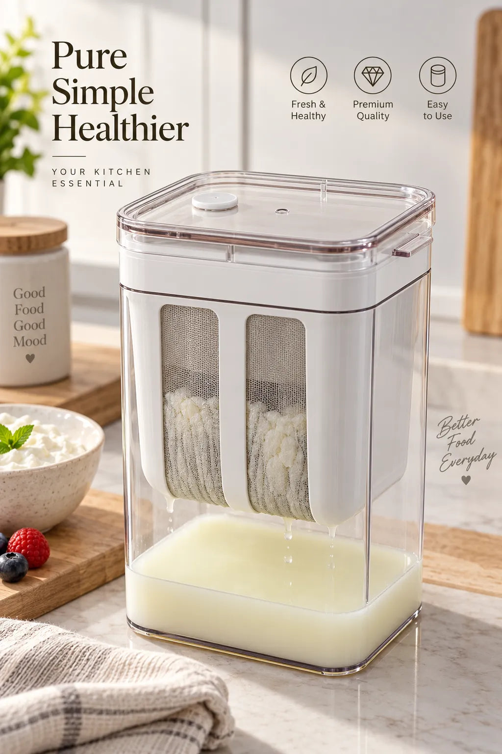 Yogurt & Greek Yogurt Strainer – 2-in-1 Filtration Container