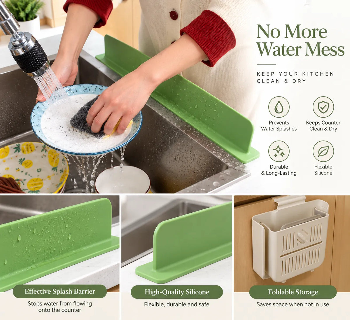Silicone Kitchen Sink Splash Guard – Water Splash Barrier