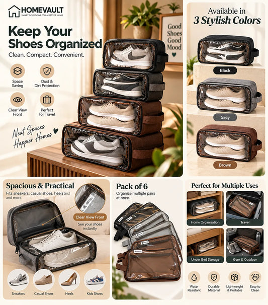 Clear View Shoe Storage Bag – Foldable Shoe Organizer