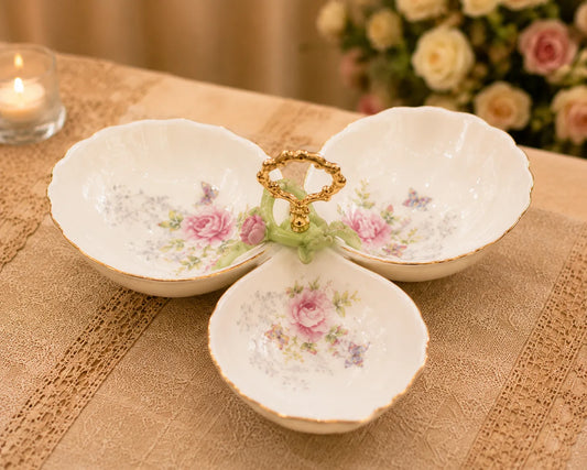 Elegant 3-Piece Floral Serving Bowl Set