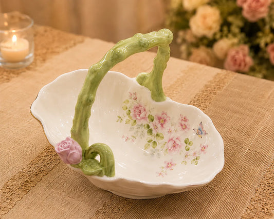 Elegant Floral Ceramic Serving Tray