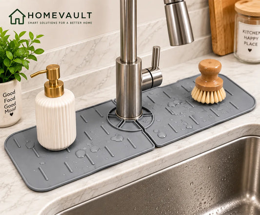 Silicone Sink Faucet Mat – Water Splash Guard & Countertop Drip Tray