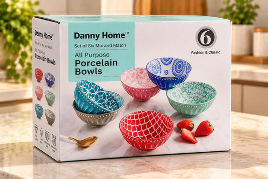 6-Piece Colorful Porcelain Bowl Set – Mix & Match | HomeVault
