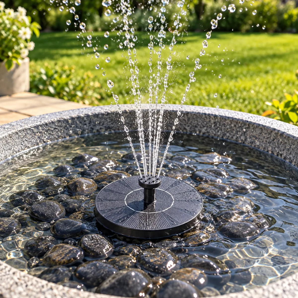 Solar Powered Floating Water Fountain Pump – Garden, Birdbath & Pond Decor