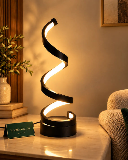 Spiral LED Table Lamp with Dimmable Brightness & Color Modes